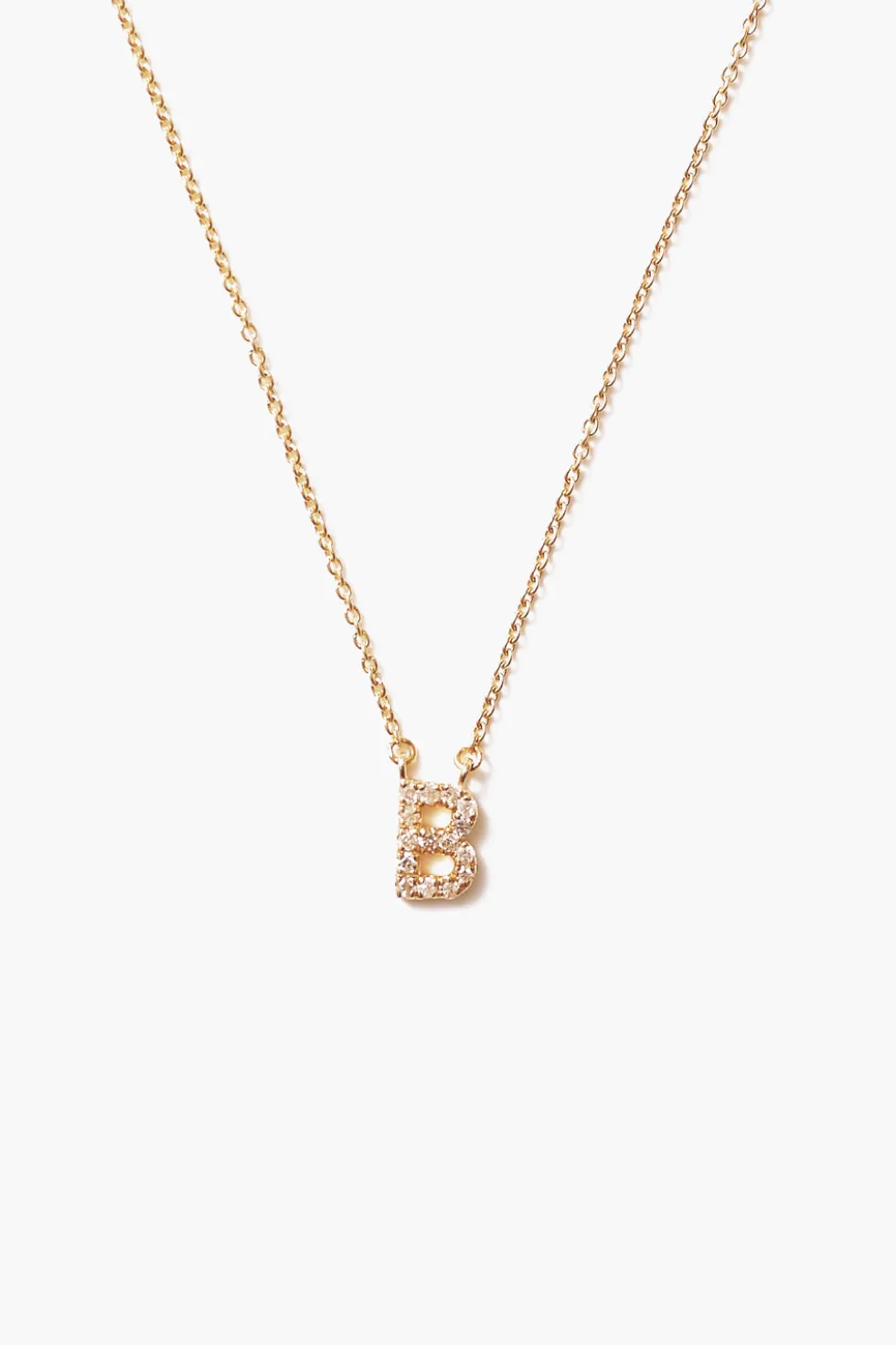 14k Gold and White Diamond Initial Necklace