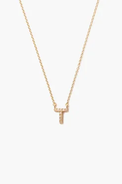14k Gold and White Diamond Initial Necklace