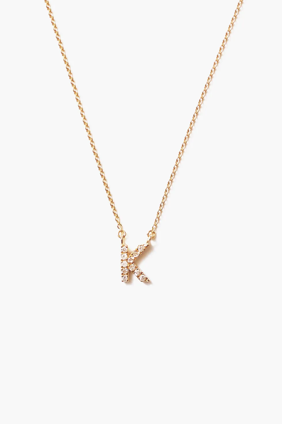 14k Gold and White Diamond Initial Necklace