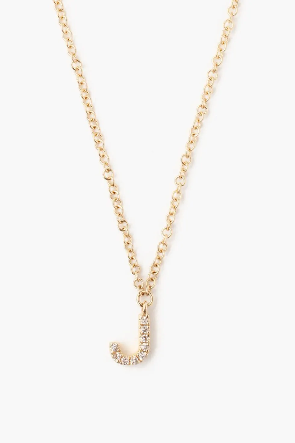 14k Gold and White Diamond Initial Necklace