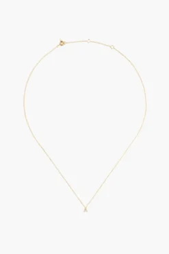 14k Gold and White Diamond Initial Necklace
