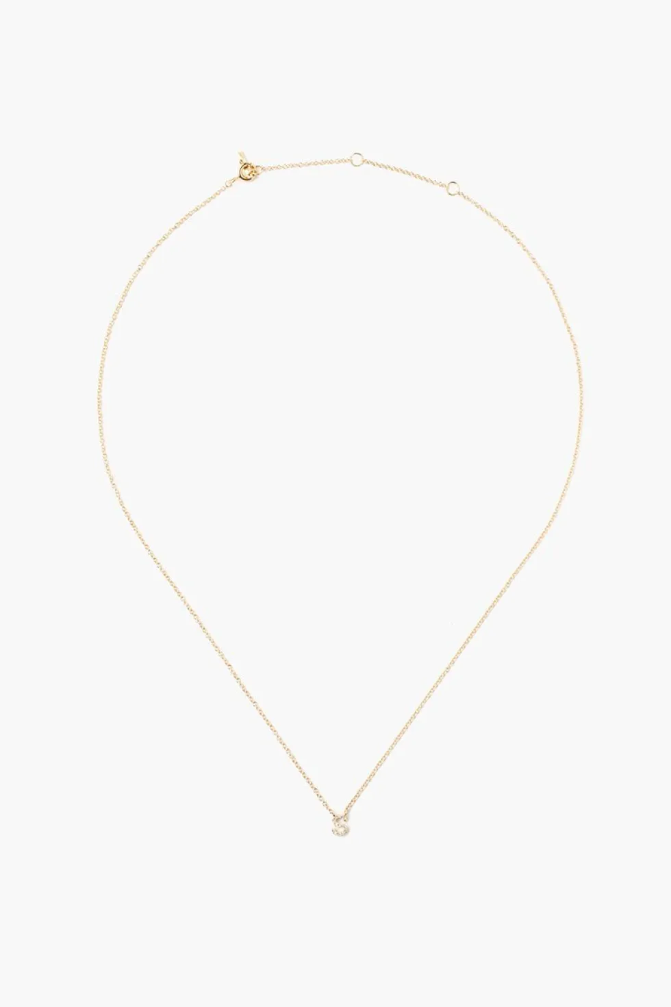 14k Gold and White Diamond Initial Necklace