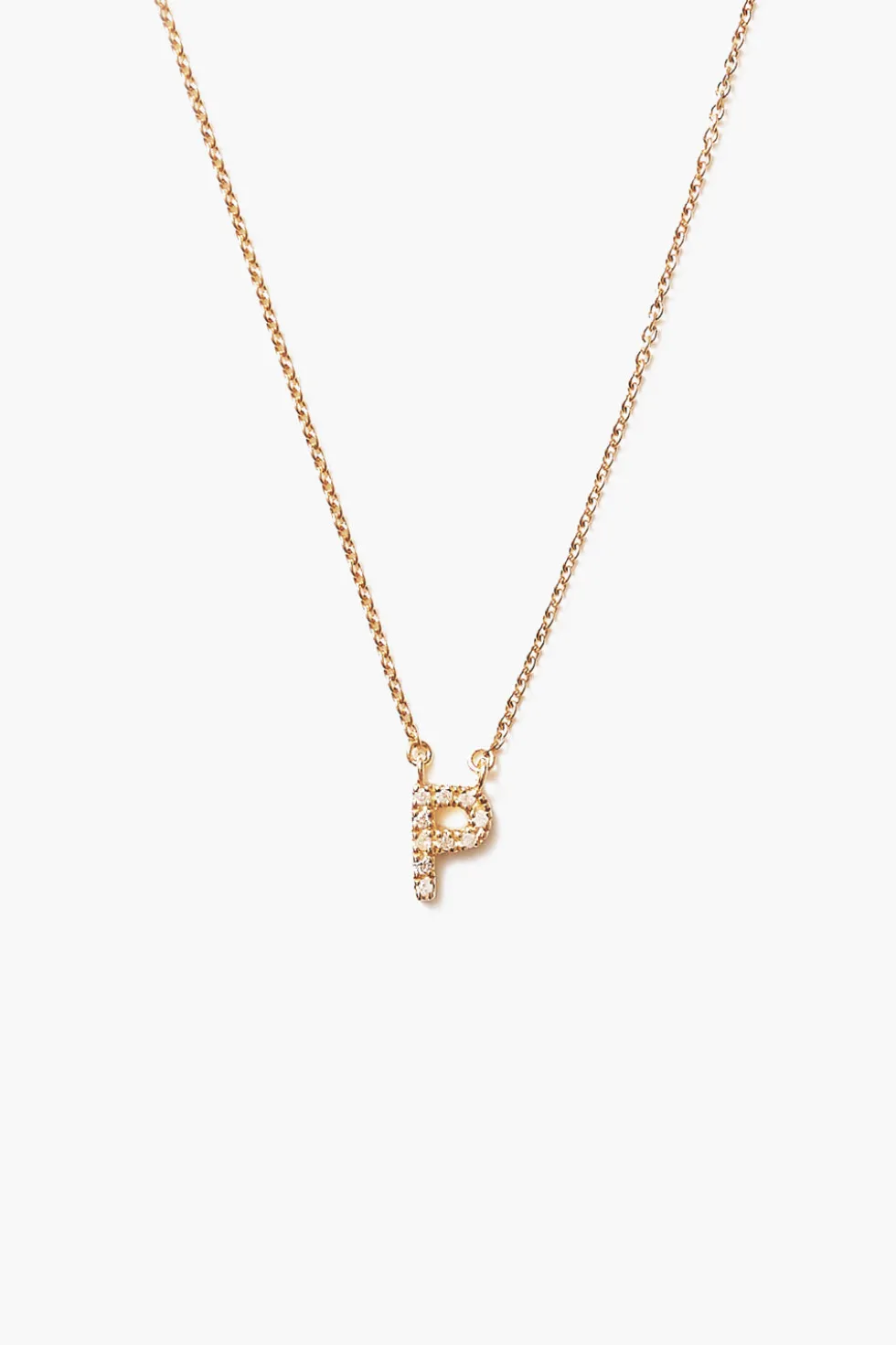 14k Gold and White Diamond Initial Necklace