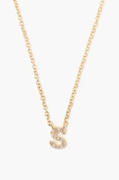 14k Gold and White Diamond Initial Necklace