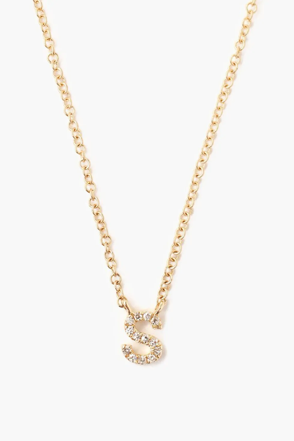 14k Gold and White Diamond Initial Necklace