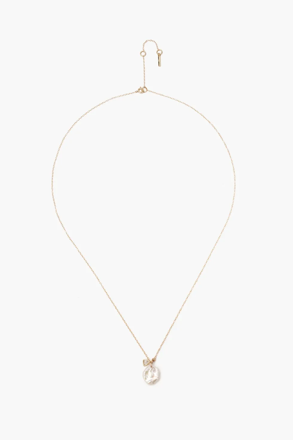 14k Keshi Pearl and Sliced Champagne Diamond Necklace