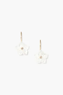 14k Plumeria Earrings White MOP