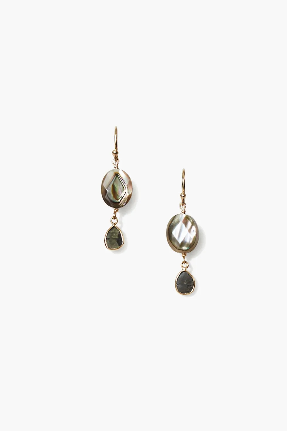 14k Rabat Drop Earrings Abalone Mix