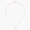 14k White Baroque Pearl Cross and Champagne Diamond Necklace