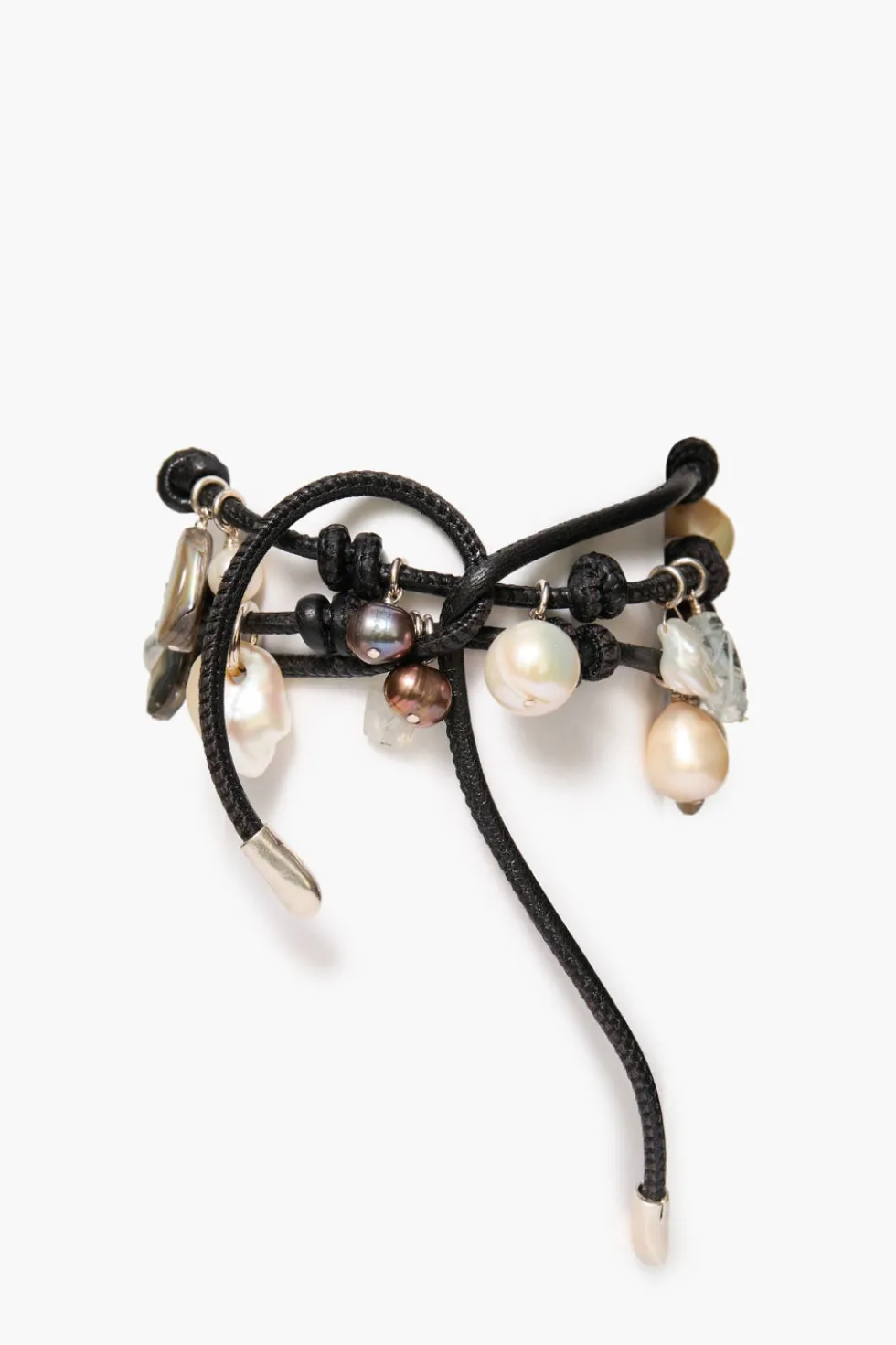 Lea Leather Three Wrap Bracelet Black