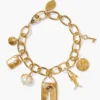Lock and Key Charm Bracelet Gold