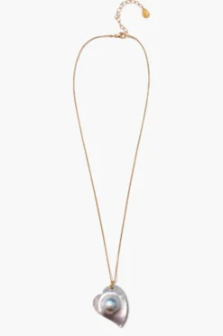 Mabe Heart Necklace Grey Pearl