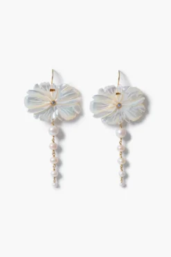Magnolia Drop Earrings White