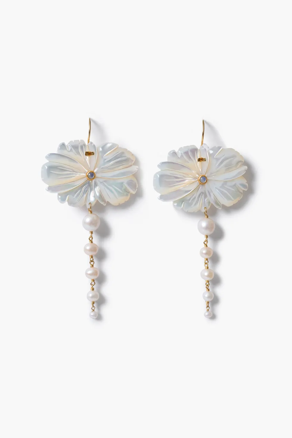 Magnolia Drop Earrings White