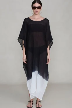 Ombre Crinkle Caftan Black