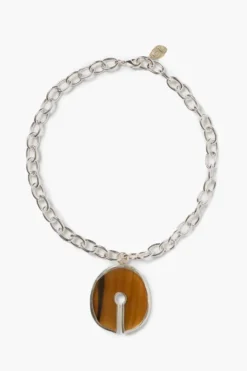 Padlock Necklace Brown Horn