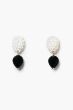 Peony Drop Earrings White MOP