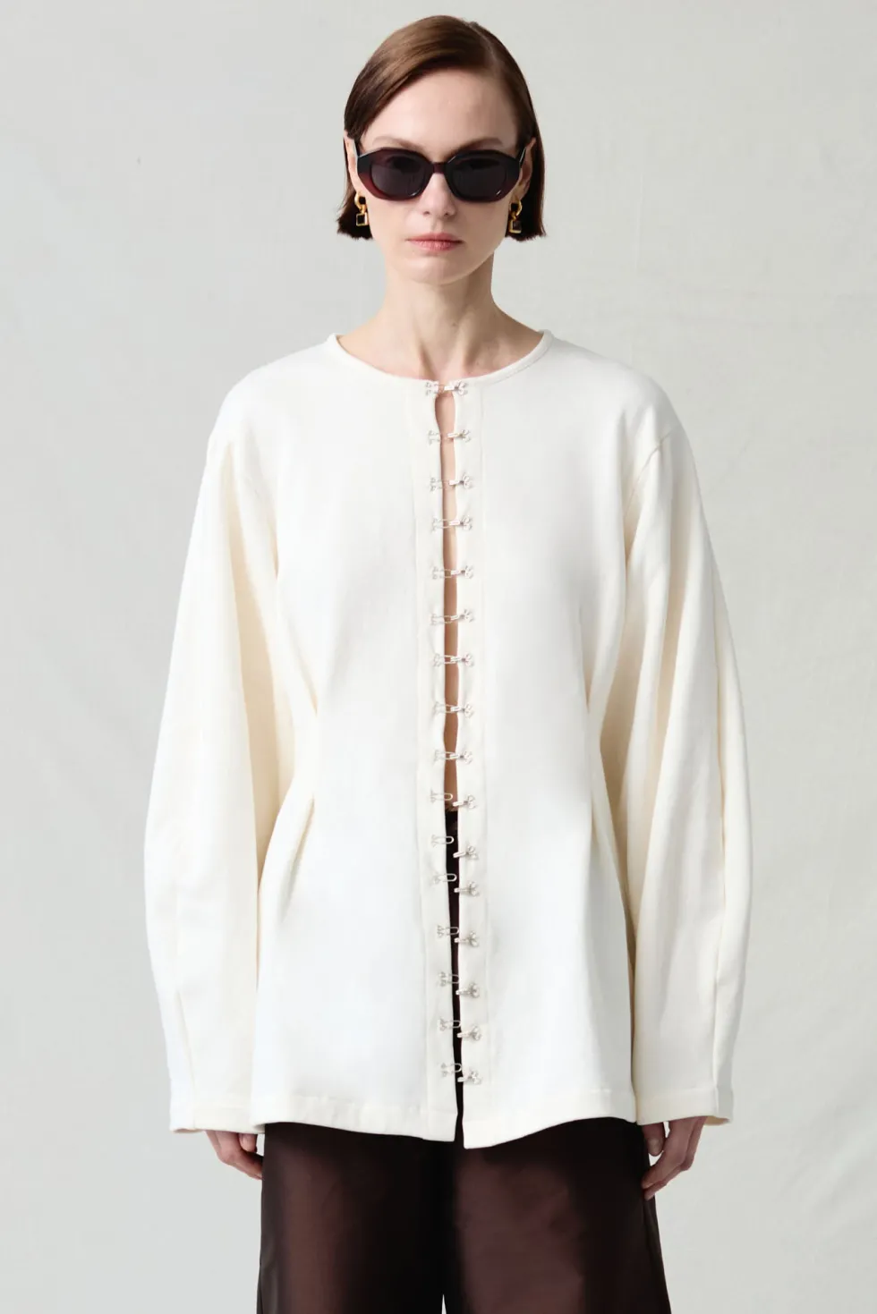 Pinch Waist Cardigan Ivory