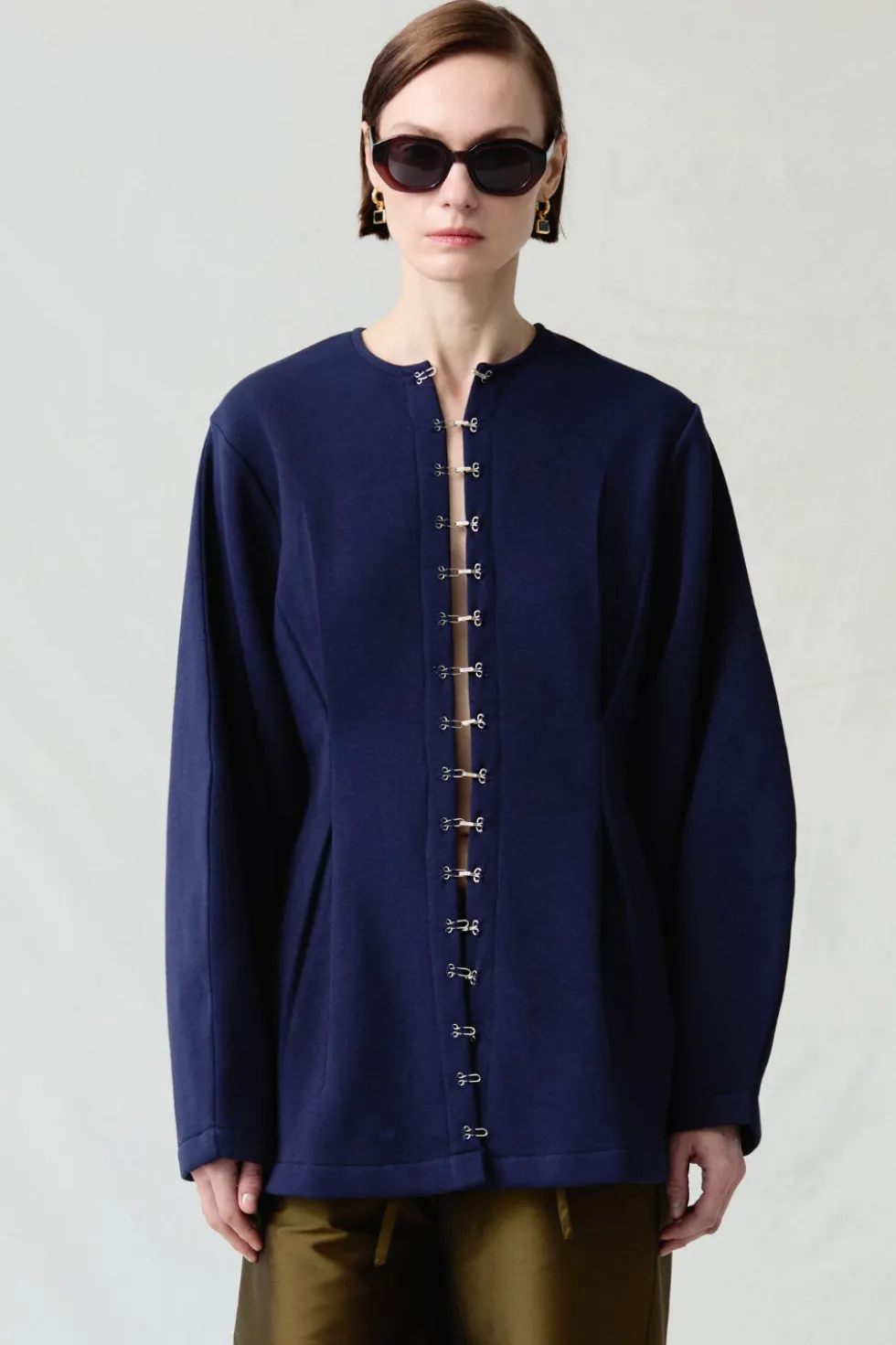 Pinch Waist Cardigan Navy