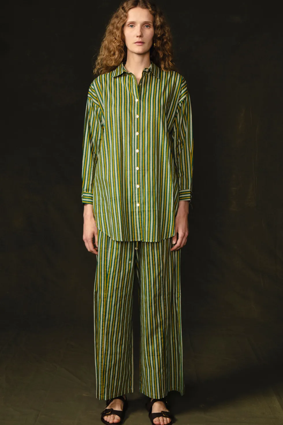 Pinstripe Printed Set Yellow