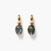 Scarab Hoop Earrings Labradorite
