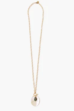 Scarab Toggle Necklace White MOP