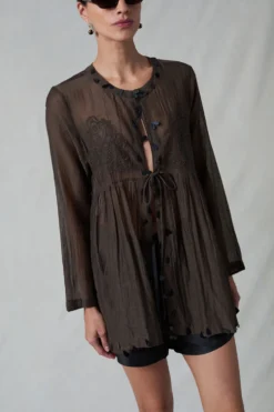 Sequin Tear Drop Blouse Earth
