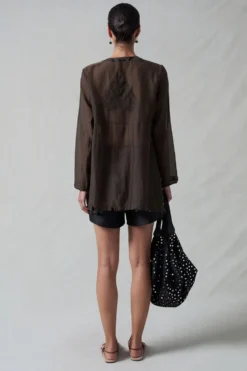 Sequin Tear Drop Blouse Earth