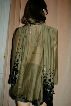 Sequin Tear Drop Blouse Earth