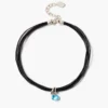Serpentine Cord Necklace Blue Topaz