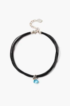 Serpentine Cord Necklace Blue Topaz