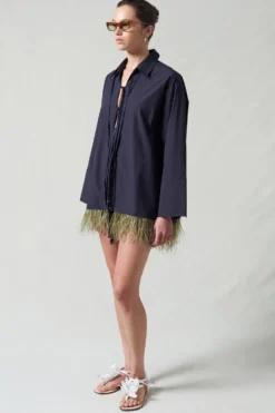 Shoelace Feather Shirt Midnight Navy