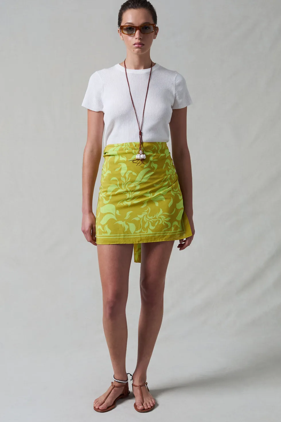 Silk Mini Wrap Skirt Soleil