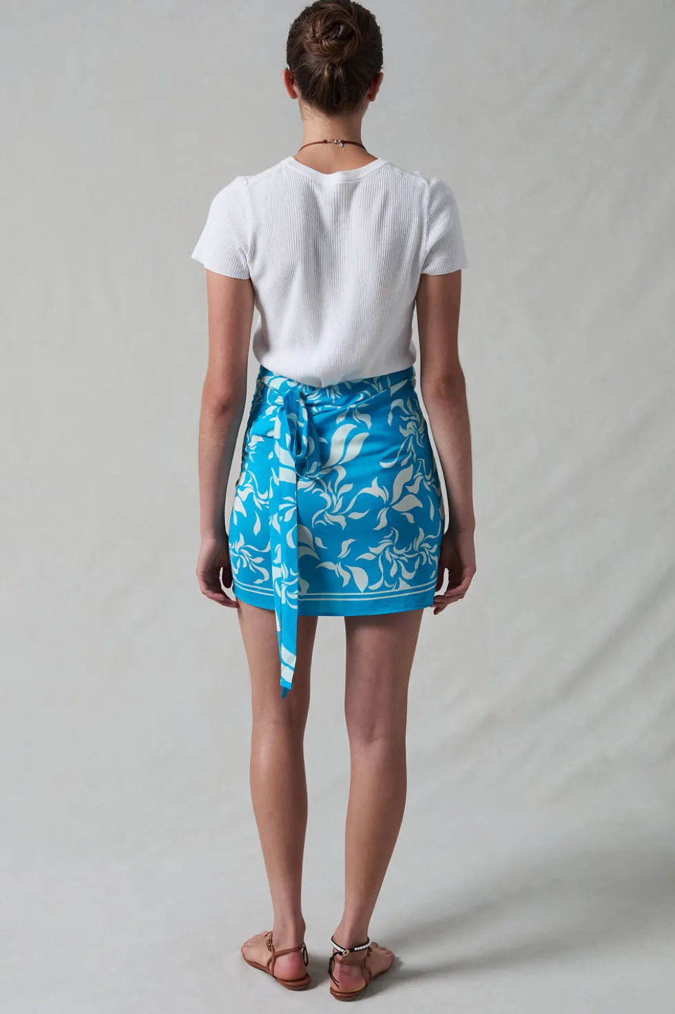 Silk Mini Wrap Skirt Turquoise
