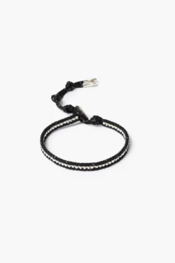 Sterling Silver Single Wrap Bracelet Black