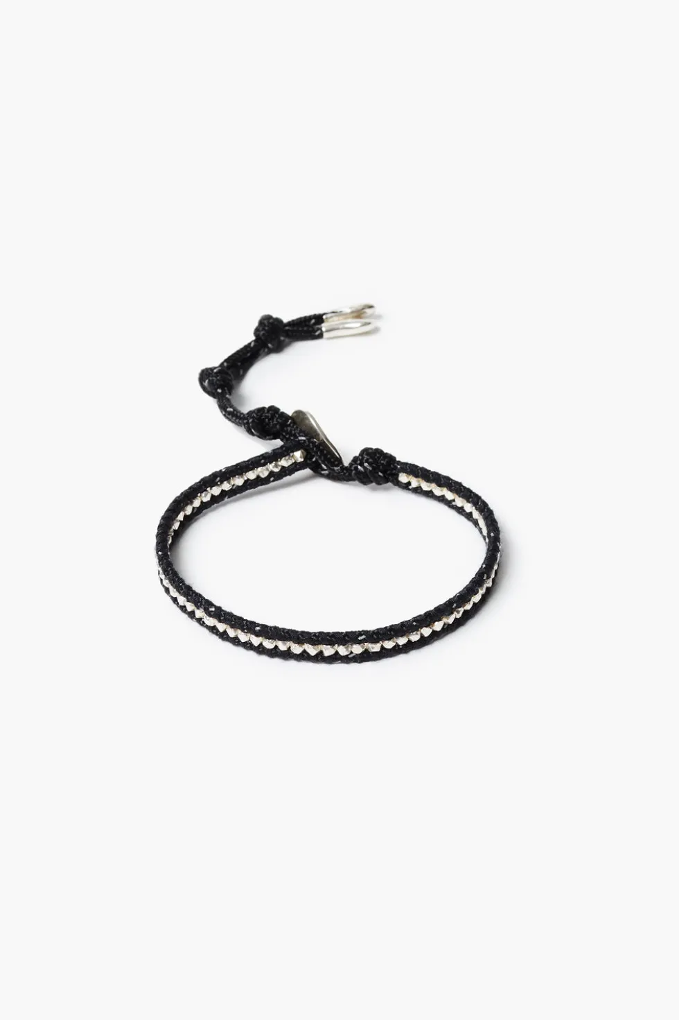 Sterling Silver Single Wrap Bracelet Black