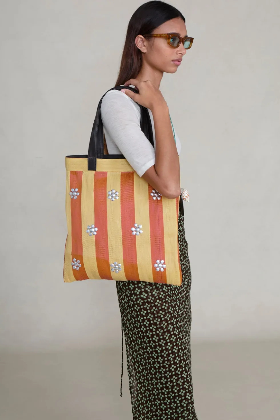 Striped Market Tote Bag Orange
