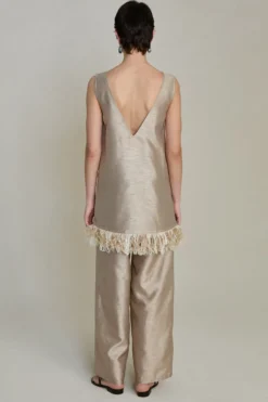 Tangled Yarn Dupioni Tank Taupe