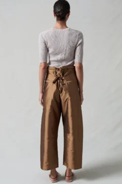 Techno Taffeta Barrel Pant Bronze