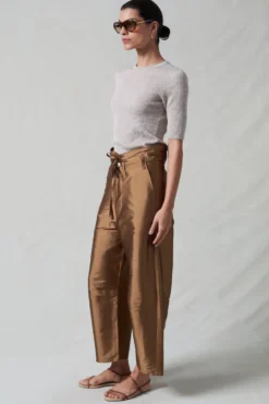 Techno Taffeta Barrel Pant Bronze