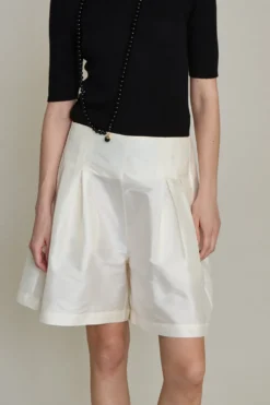 Techno Taffeta Long Shorts Pearl