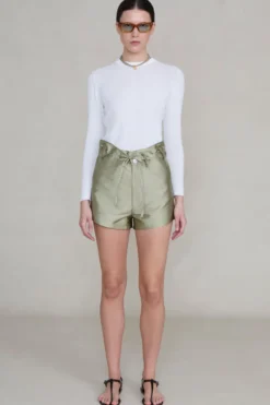 Techno Taffeta Shorts Sage