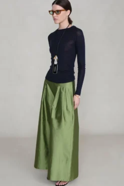 Techno Taffeta Ultra Wide Leg Trouser Tulip Stem