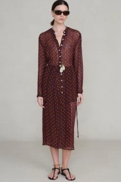 Tethered Button Up Shirt Plum