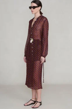 Tethered Button Up Shirt Plum